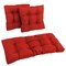 Square Spun Polyester Outdoor Tufted Settee Cushions (Set of 3) - Papprika